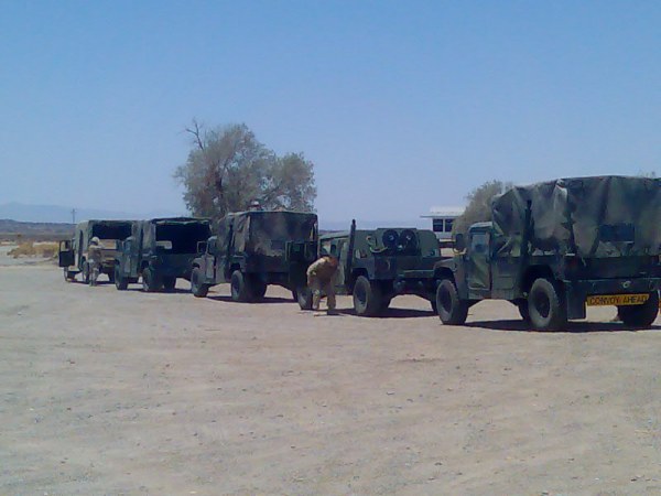 Army convoys in Amboy and Roy's Cafe