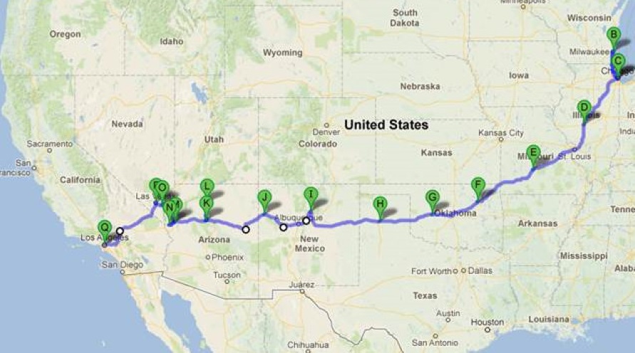 Historic Route 66 map