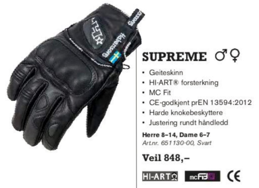 Jofama Supreme hanske av geiteskinn